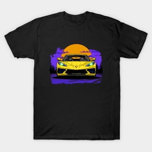 Yellow C8 Corvette Stingray Midnight Moon Supercar Racecar Muscle Car Sportscar Corvette C8 T-Shirt